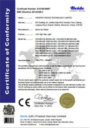 LED Lighting ERP Energy Efficiency Certificate