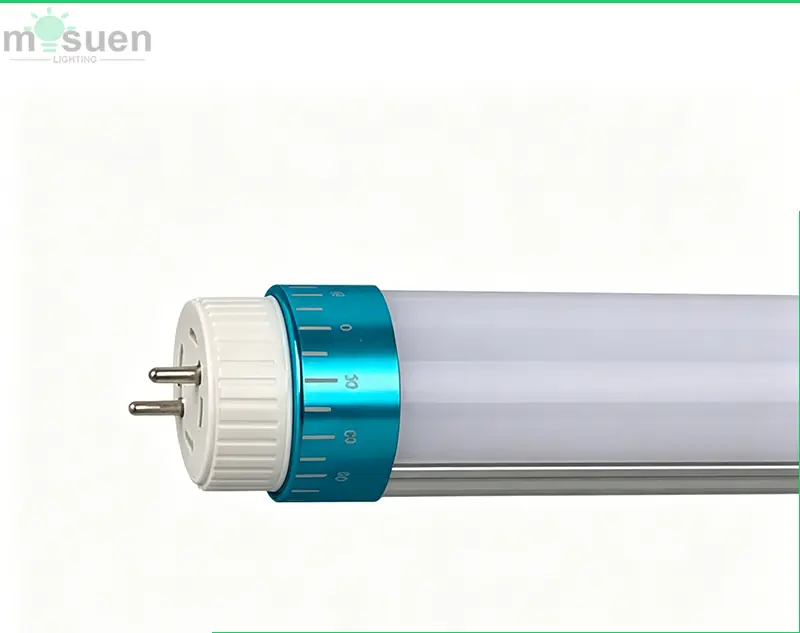 Commercial office illuminated by 200lm/W T8 LED tubes, showing superior light distribution